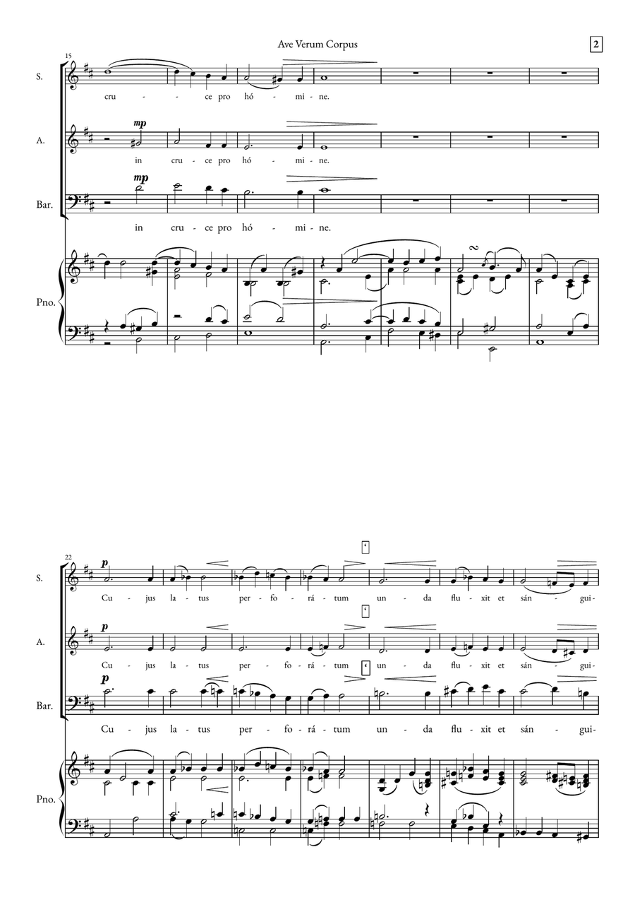 Ave Verum Corpus 3-Part scores gallery preview page 2