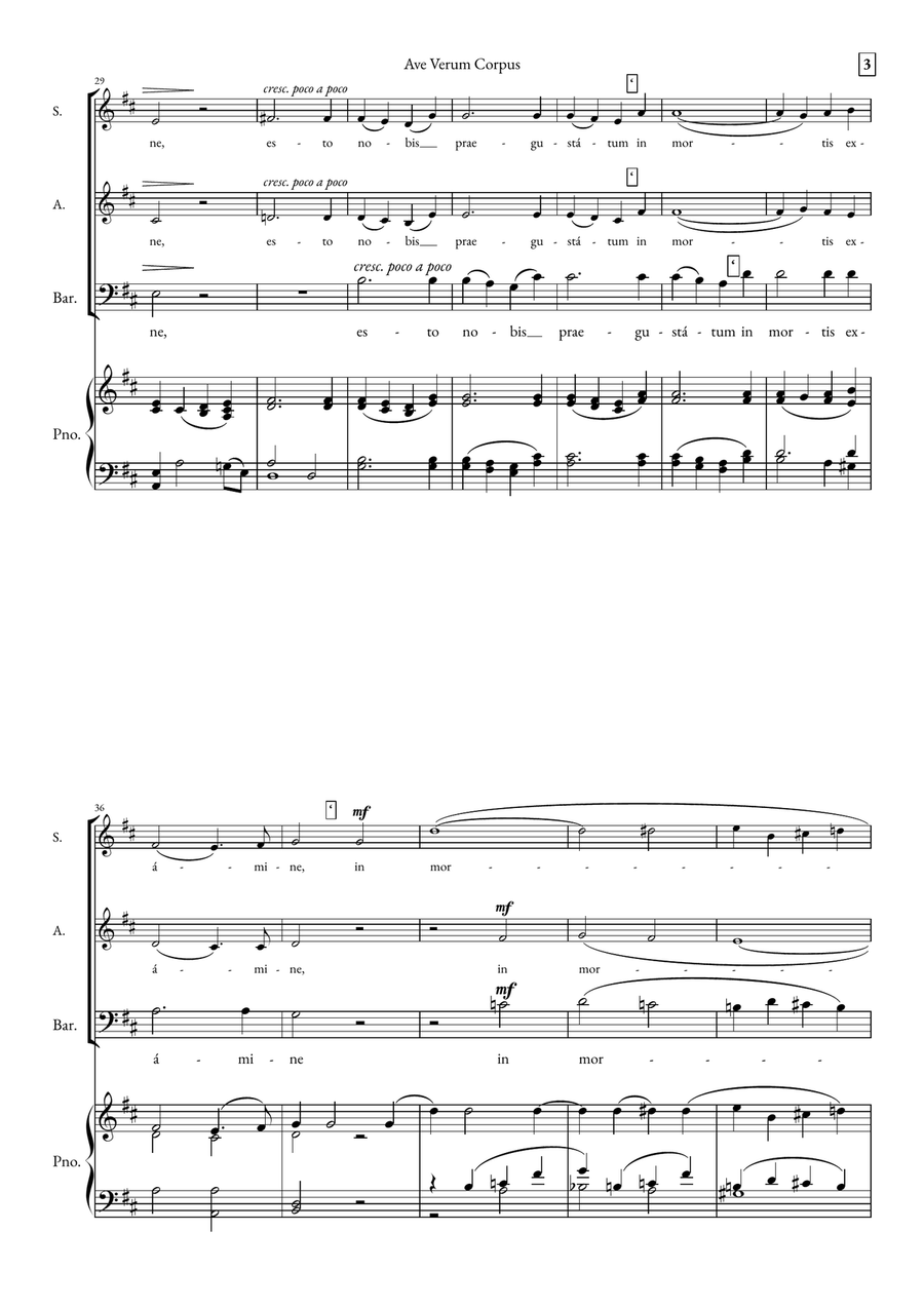 Ave Verum Corpus 3-Part scores gallery preview page 3