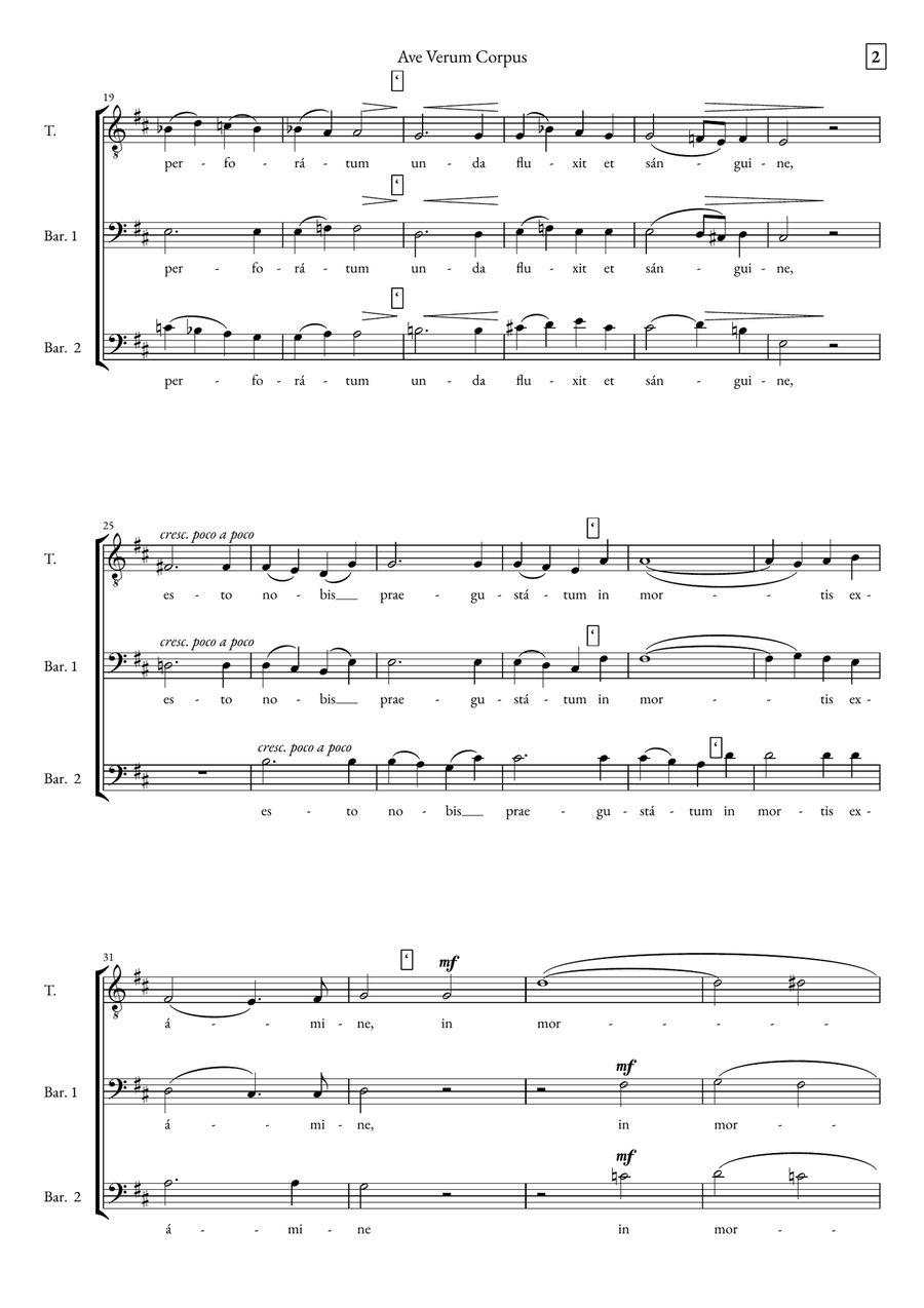 Ave Verum Corpus 3-Part scores gallery preview page 2