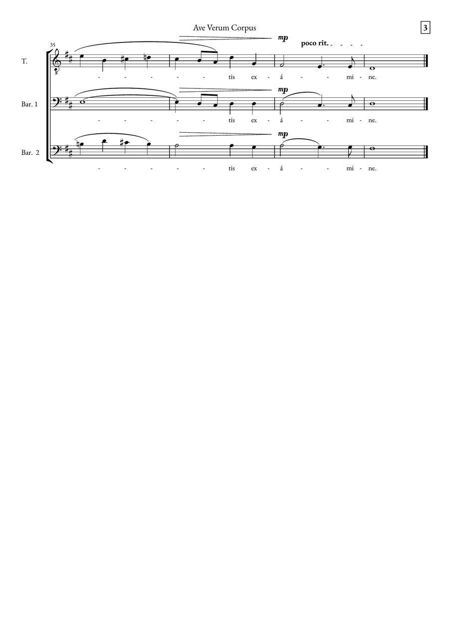 Ave Verum Corpus 3-Part scores gallery preview page 3