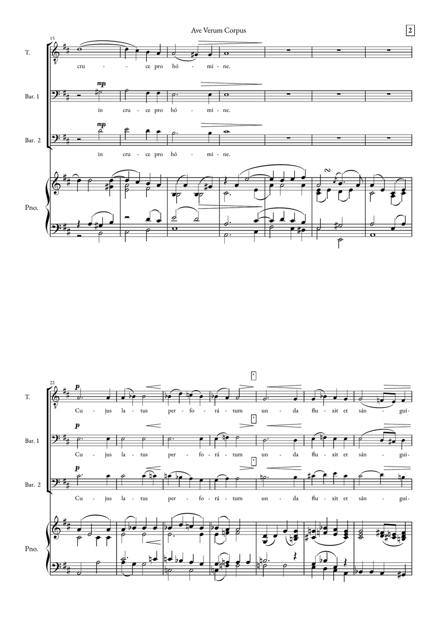 Ave Verum Corpus 3-Part scores gallery preview page 2