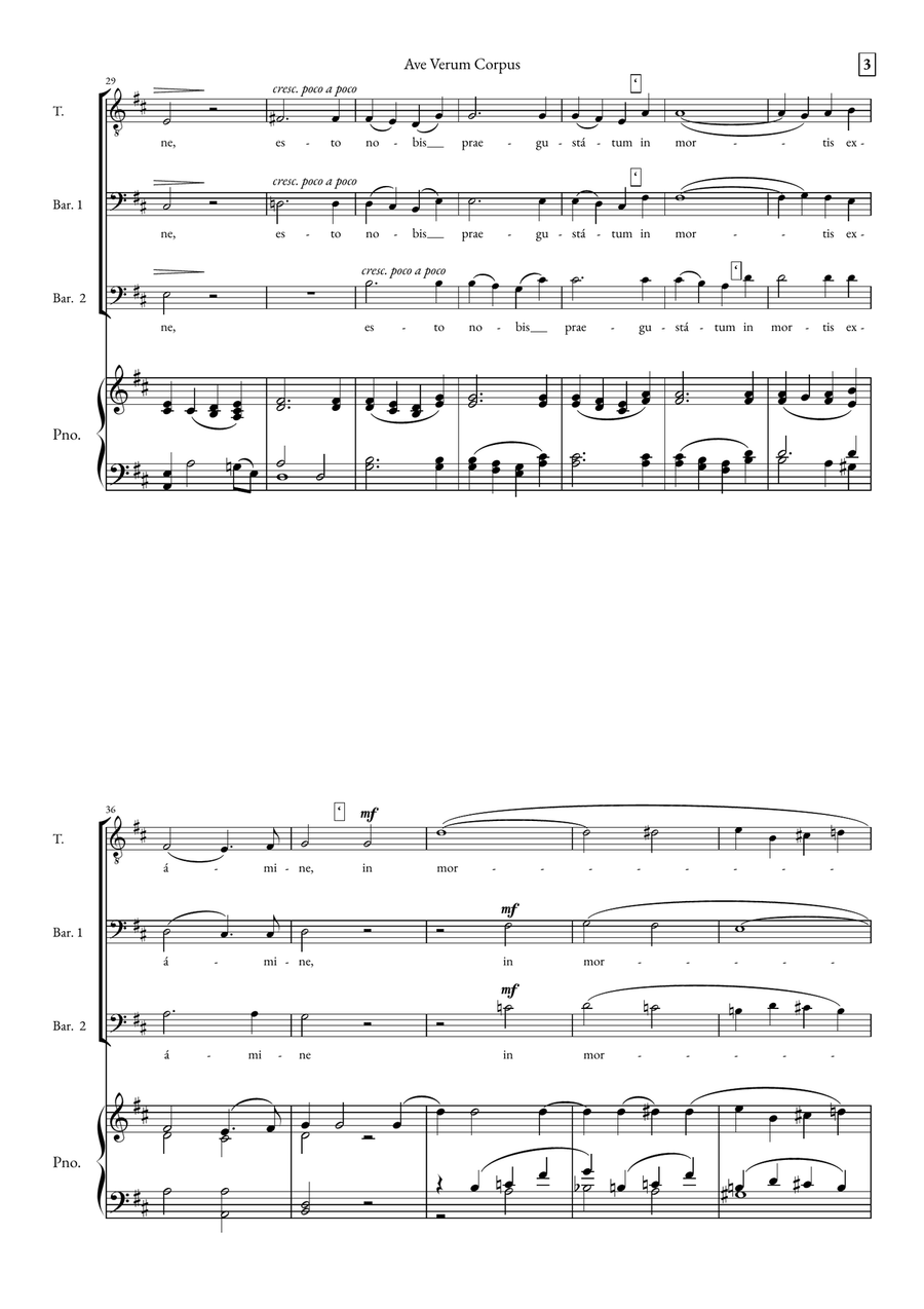 Ave Verum Corpus 3-Part scores gallery preview page 3