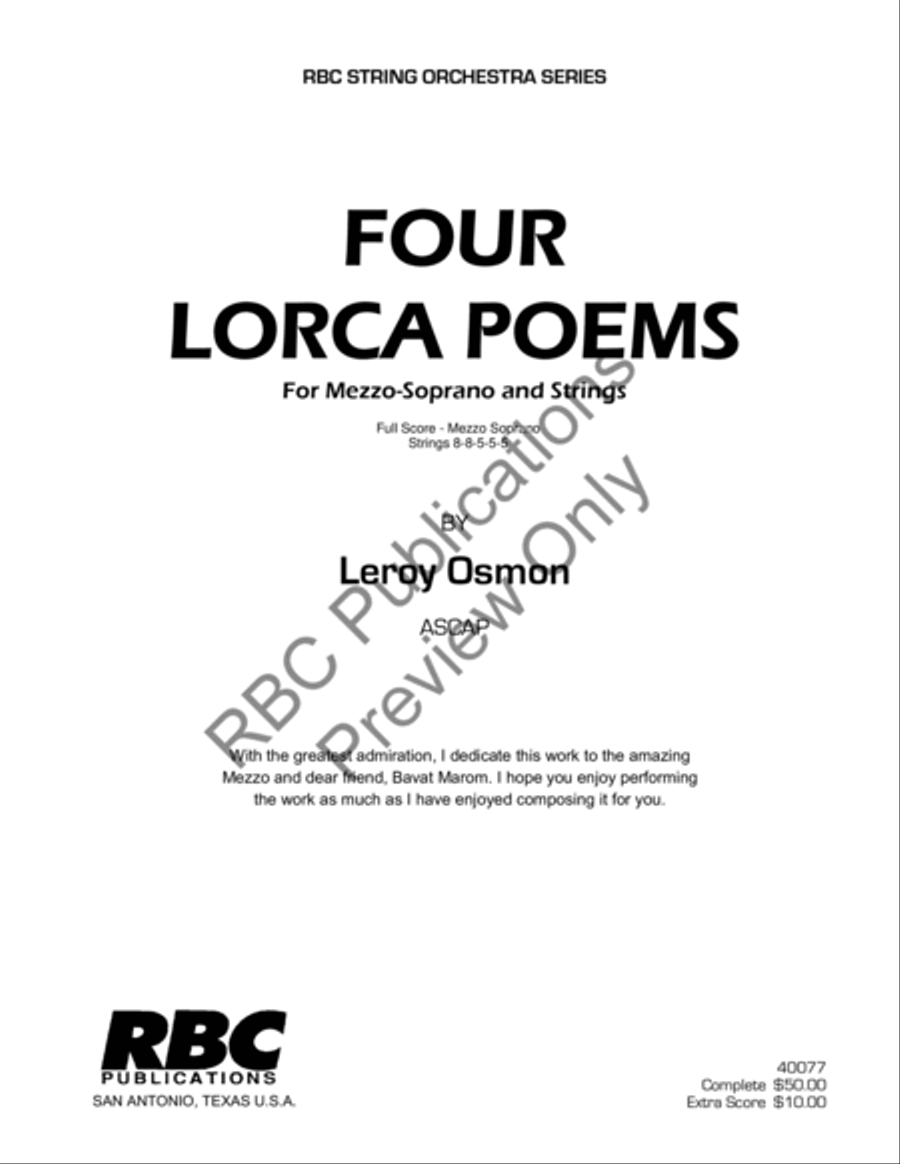 Four Lorca Poems Mezzo Soprano And Orchestra String Orchestra scores gallery preview page 2