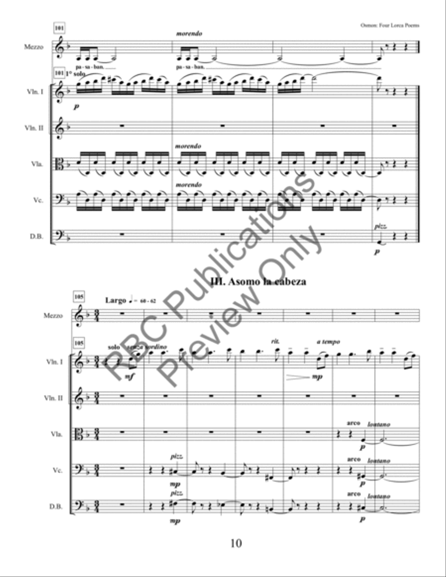 Four Lorca Poems Mezzo Soprano And Orchestra String Orchestra scores gallery preview page 12