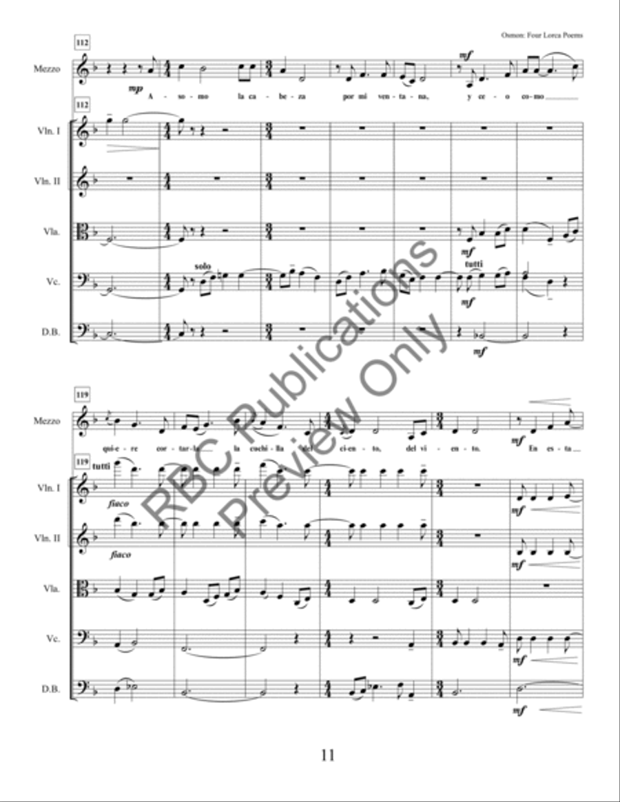 Four Lorca Poems Mezzo Soprano And Orchestra String Orchestra scores gallery preview page 13