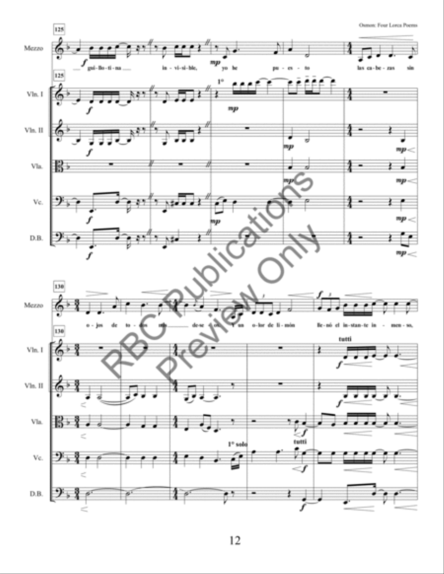 Four Lorca Poems Mezzo Soprano And Orchestra String Orchestra scores gallery preview page 14