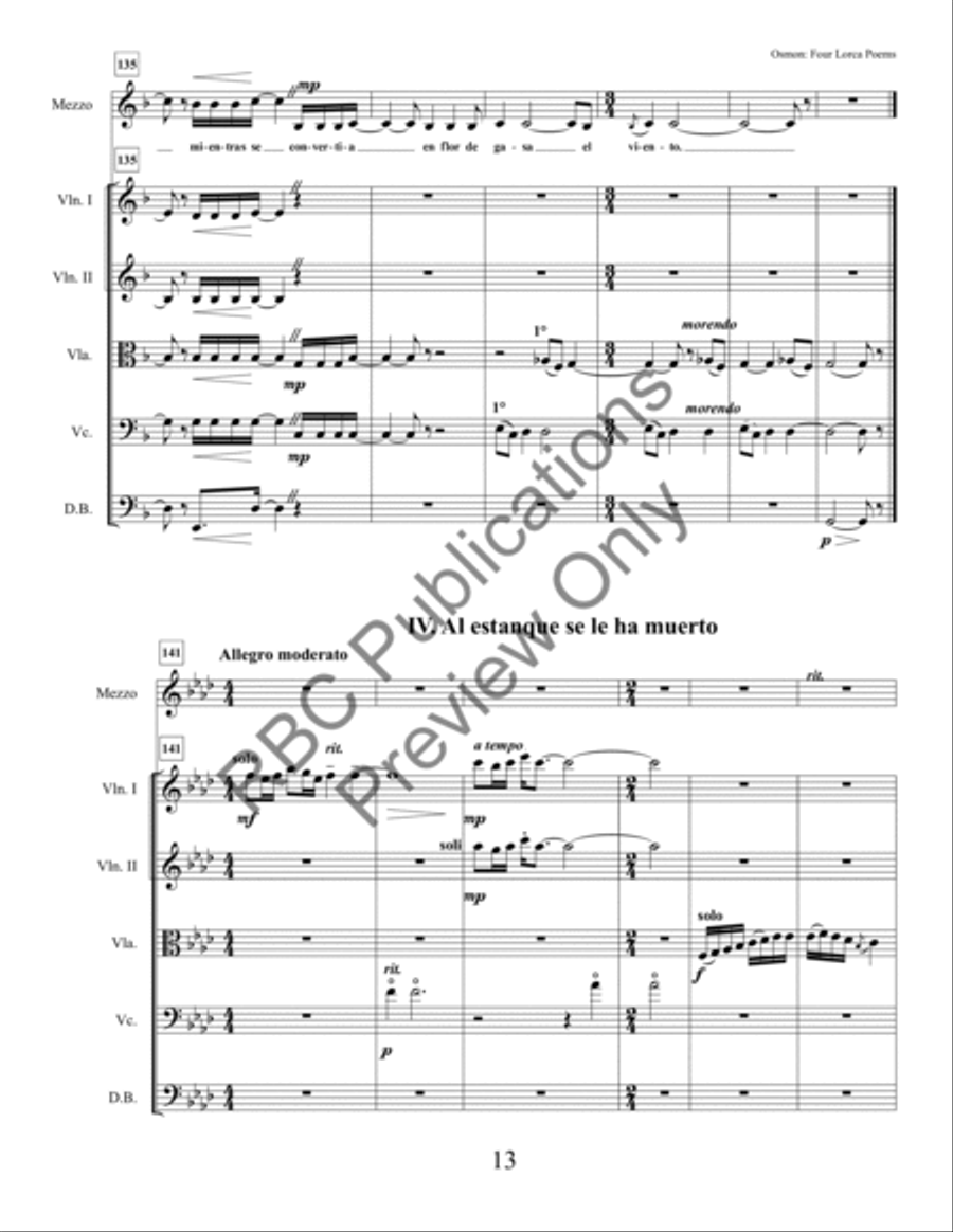 Four Lorca Poems Mezzo Soprano And Orchestra String Orchestra scores gallery preview page 15