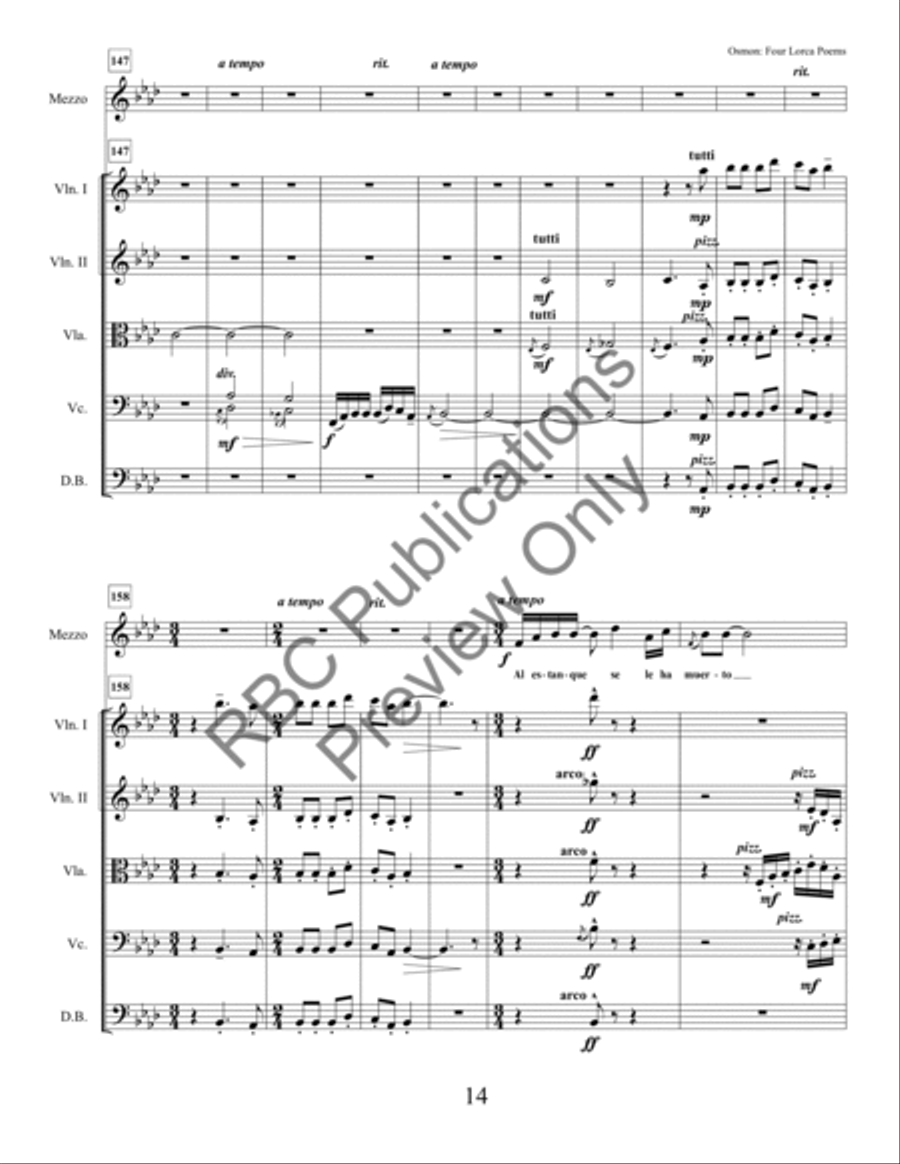 Four Lorca Poems Mezzo Soprano And Orchestra String Orchestra scores gallery preview page 16