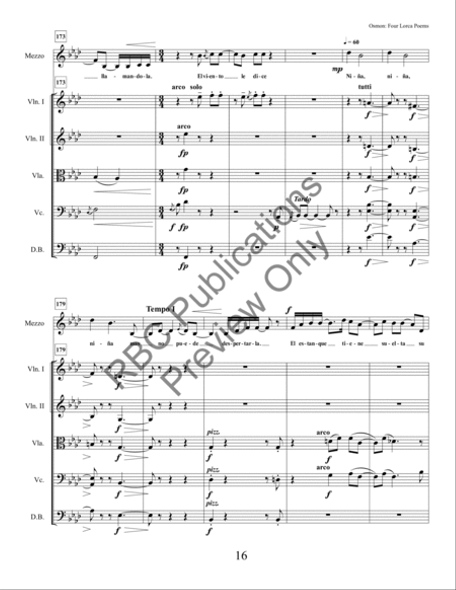 Four Lorca Poems Mezzo Soprano And Orchestra String Orchestra scores gallery preview page 18