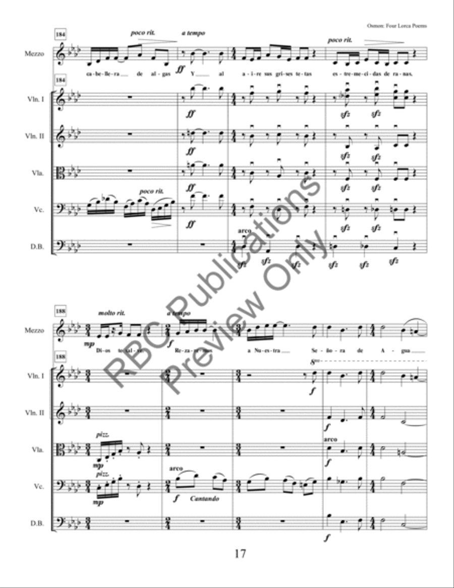 Four Lorca Poems Mezzo Soprano And Orchestra String Orchestra scores gallery preview page 19