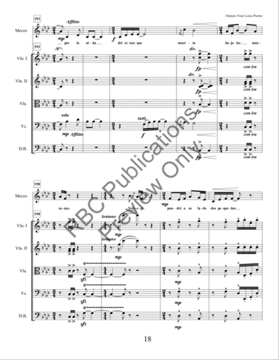 Four Lorca Poems Mezzo Soprano And Orchestra String Orchestra scores gallery preview page 20