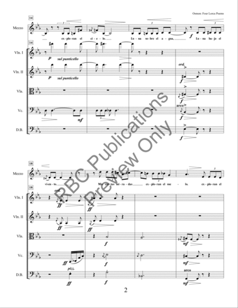 Four Lorca Poems Mezzo Soprano And Orchestra String Orchestra scores gallery preview page 4