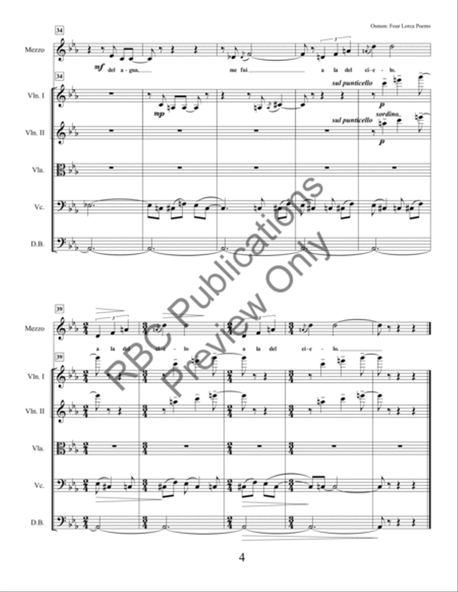 Four Lorca Poems Mezzo Soprano And Orchestra String Orchestra scores gallery preview page 6
