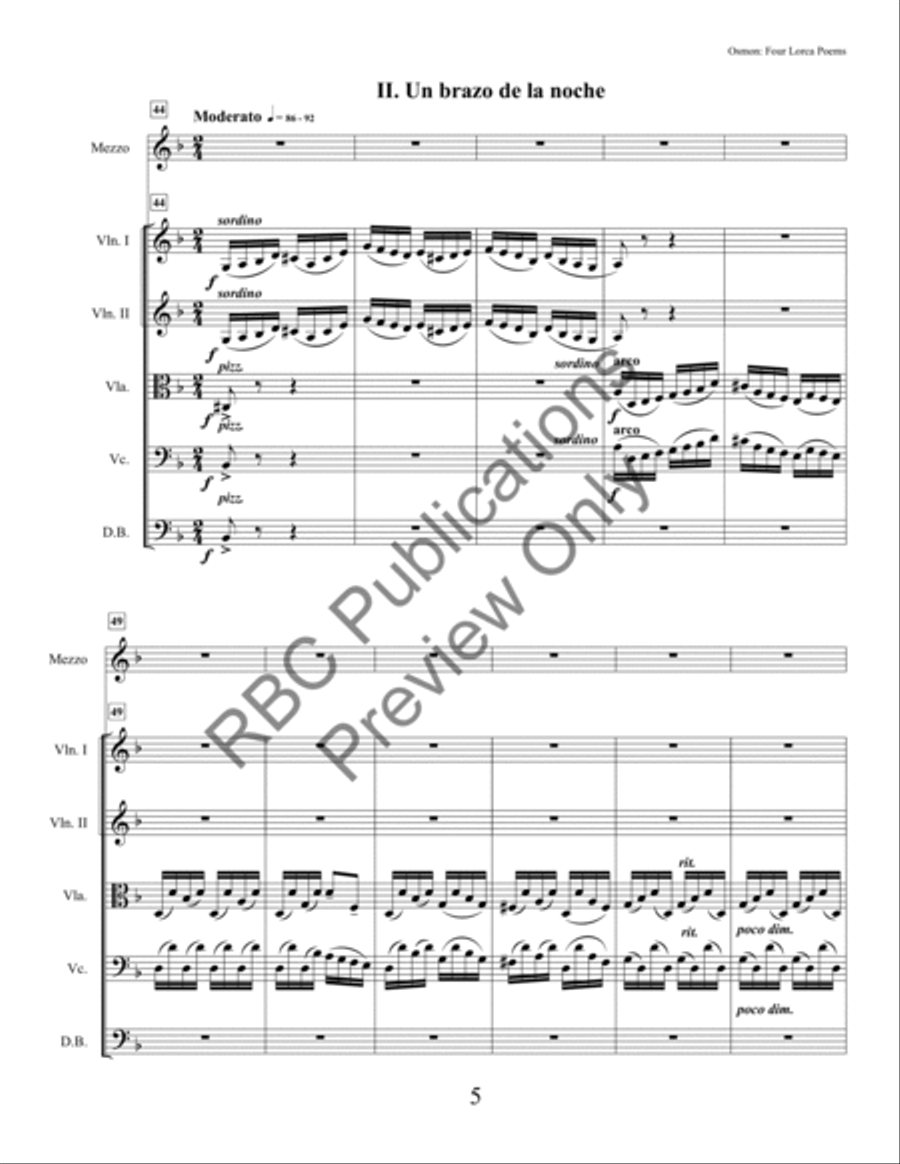 Four Lorca Poems Mezzo Soprano And Orchestra String Orchestra scores gallery preview page 7