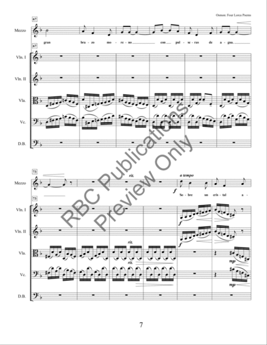 Four Lorca Poems Mezzo Soprano And Orchestra String Orchestra scores gallery preview page 9