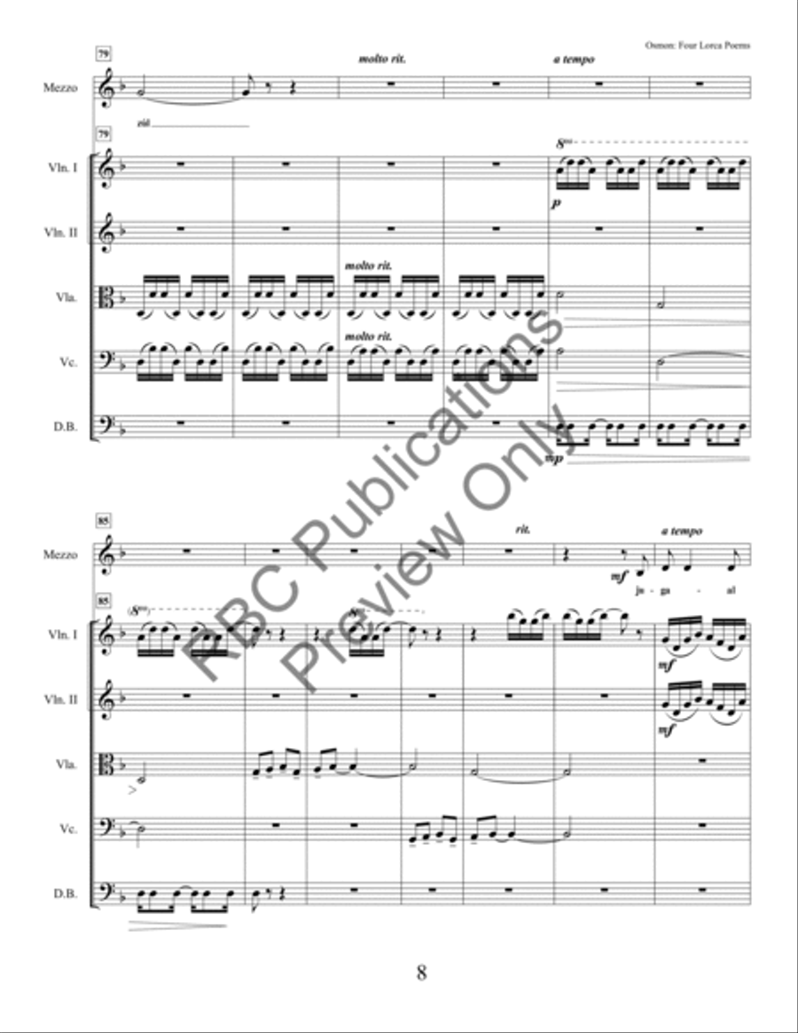 Four Lorca Poems Mezzo Soprano And Orchestra String Orchestra scores gallery preview page 10