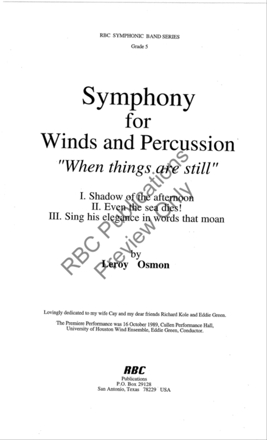Symphony For Winds And Percussion (Score) Concert Band scores gallery preview page 2