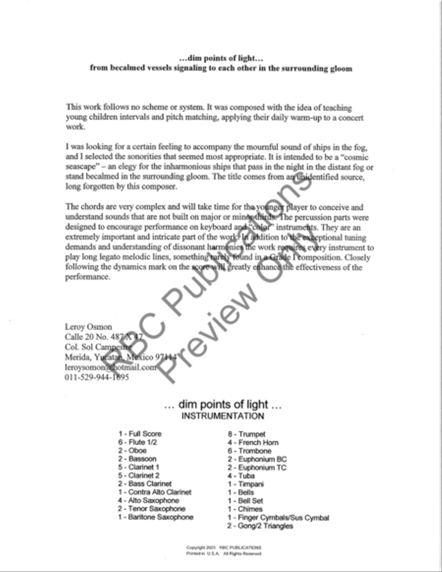 Dim Points Of Light (Score) Concert Band scores gallery preview page 3