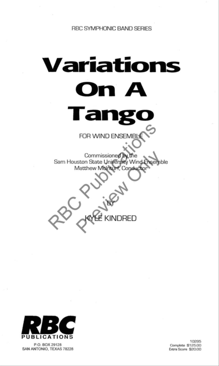 Variations On A Tango (Score) Concert Band scores gallery preview page 2