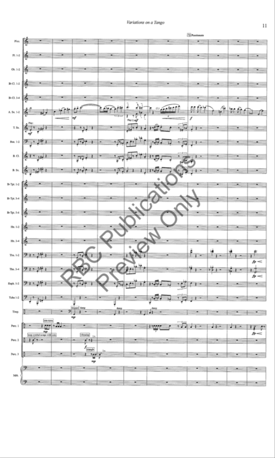 Variations On A Tango (Score) Concert Band scores gallery preview page 12