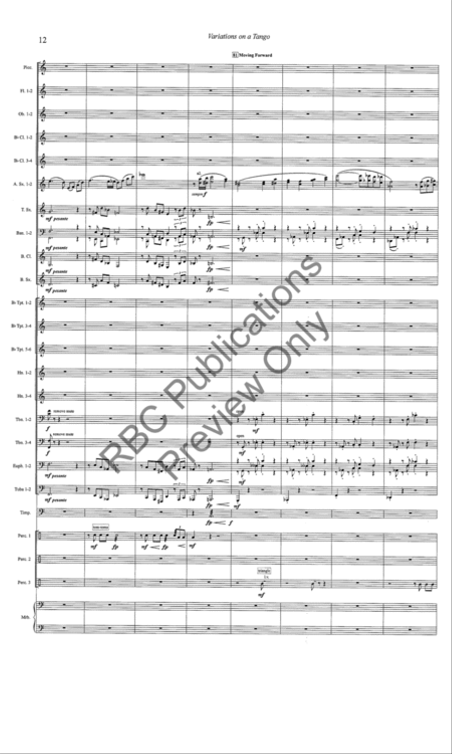 Variations On A Tango (Score) Concert Band scores gallery preview page 13