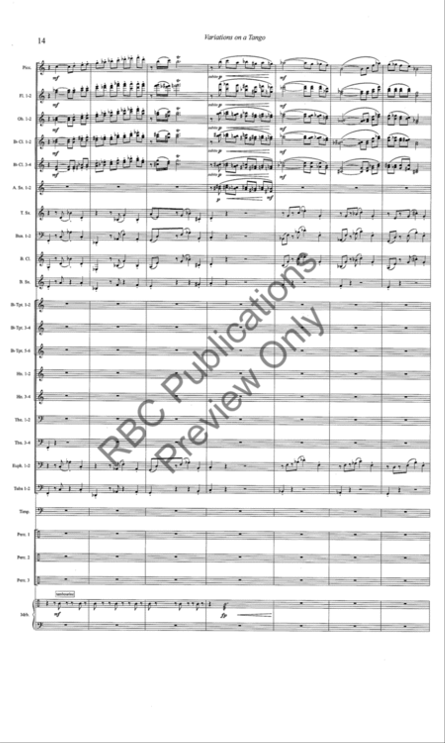Variations On A Tango (Score) Concert Band scores gallery preview page 15