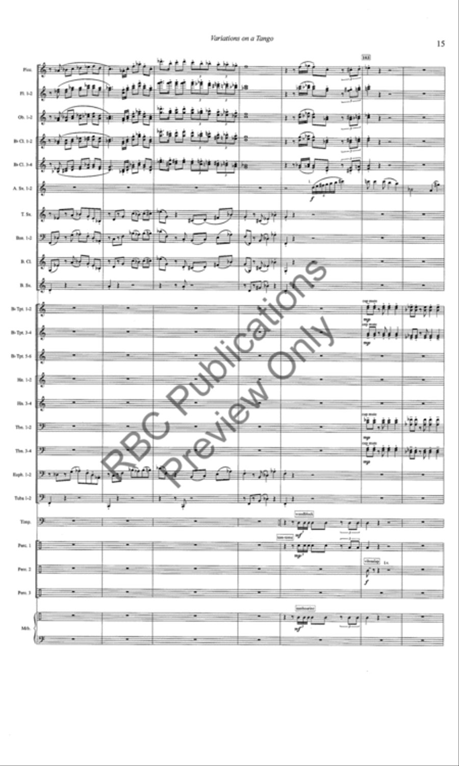Variations On A Tango (Score) Concert Band scores gallery preview page 16