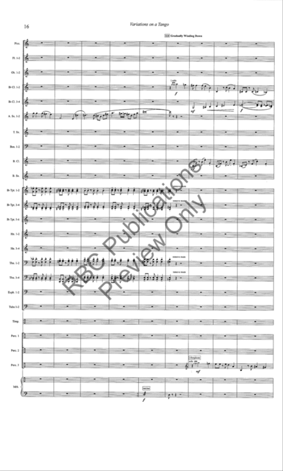 Variations On A Tango (Score) Concert Band scores gallery preview page 17