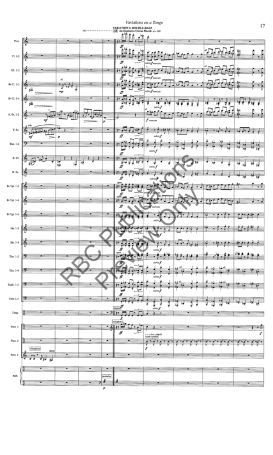Variations On A Tango (Score) Concert Band scores gallery preview page 18
