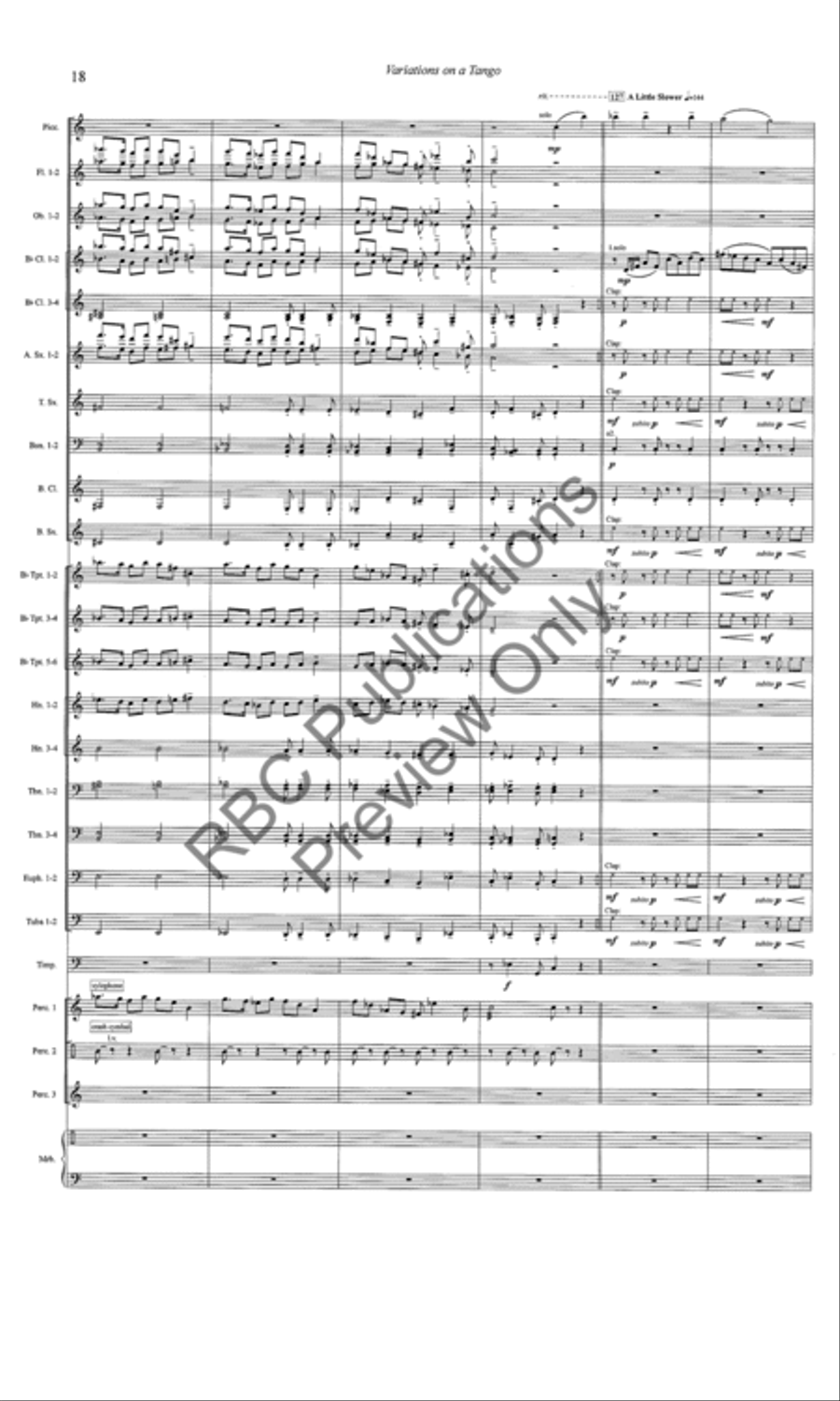 Variations On A Tango (Score) Concert Band scores gallery preview page 19