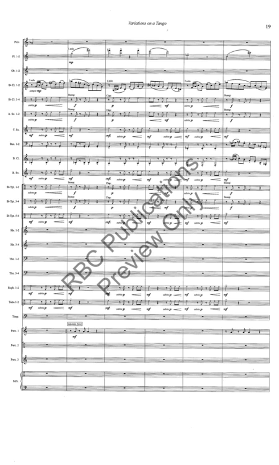 Variations On A Tango (Score) Concert Band scores gallery preview page 20