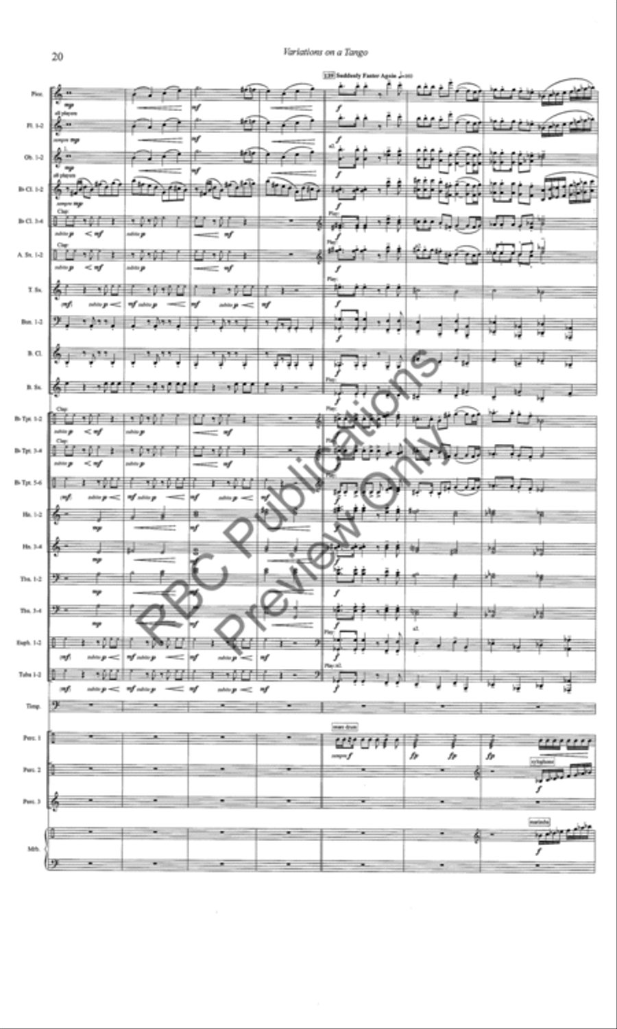 Variations On A Tango (Score) Concert Band scores gallery preview page 21