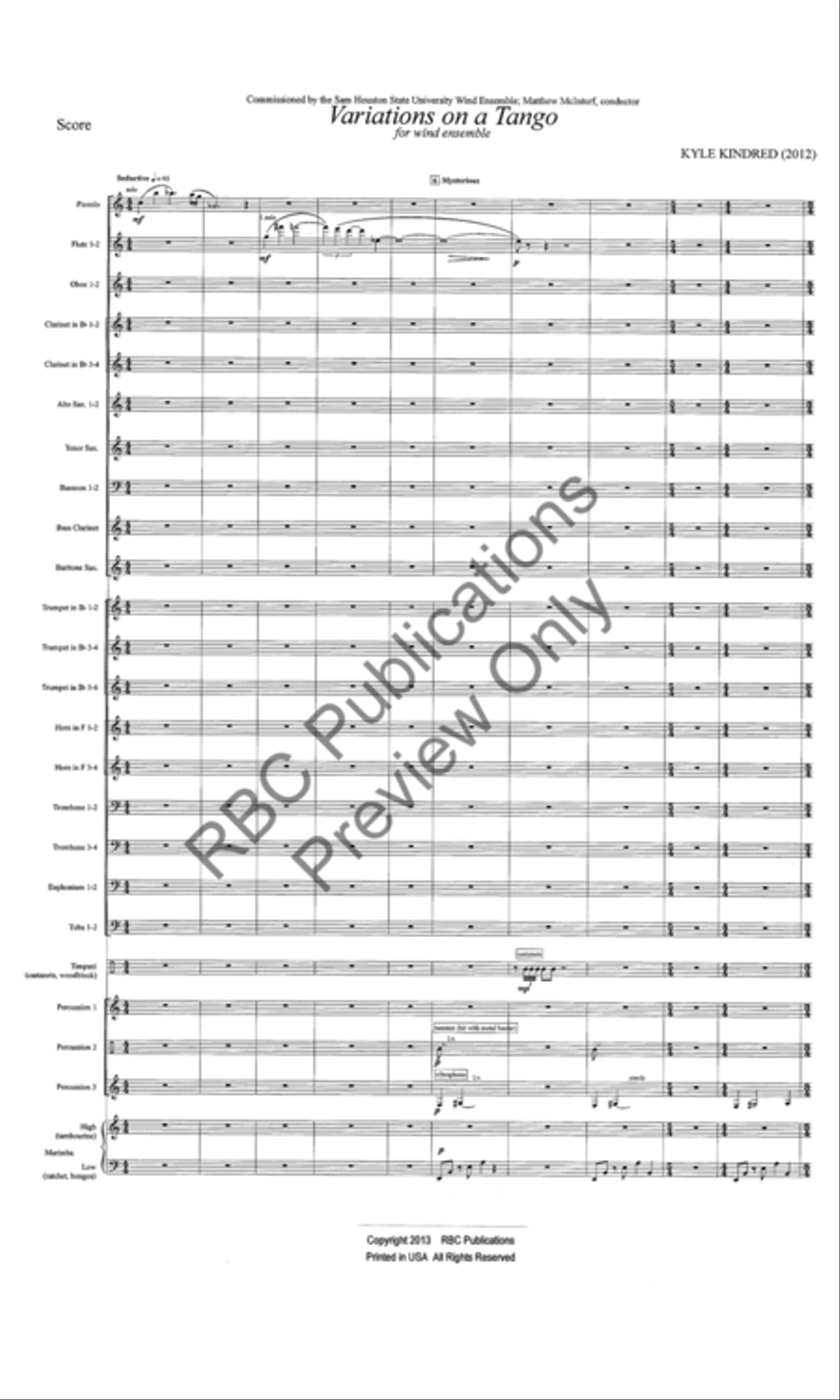 Variations On A Tango (Score) Concert Band scores gallery preview page 4