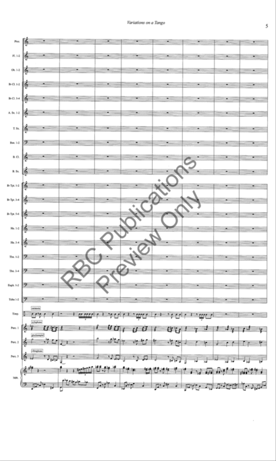 Variations On A Tango (Score) Concert Band scores gallery preview page 6