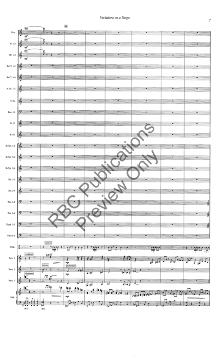Variations On A Tango (Score) Concert Band scores gallery preview page 8
