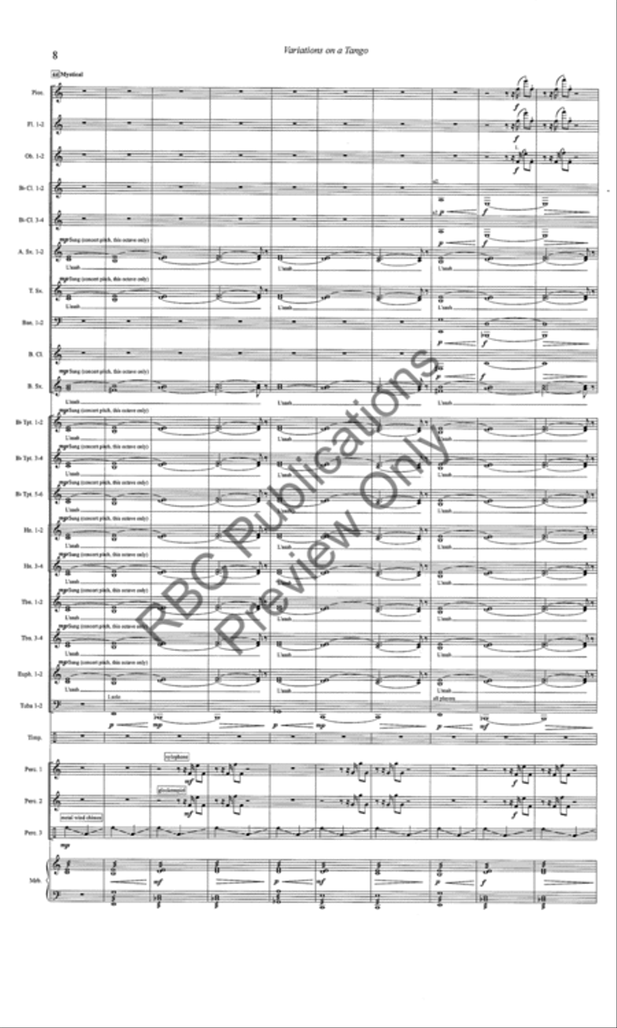 Variations On A Tango (Score) Concert Band scores gallery preview page 9
