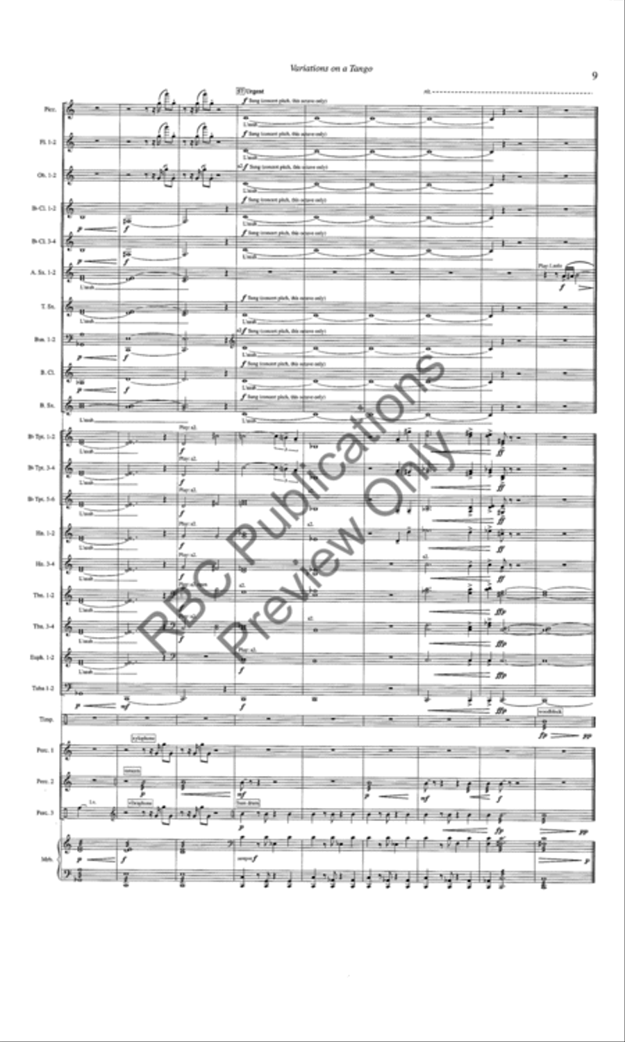 Variations On A Tango (Score) Concert Band scores gallery preview page 10