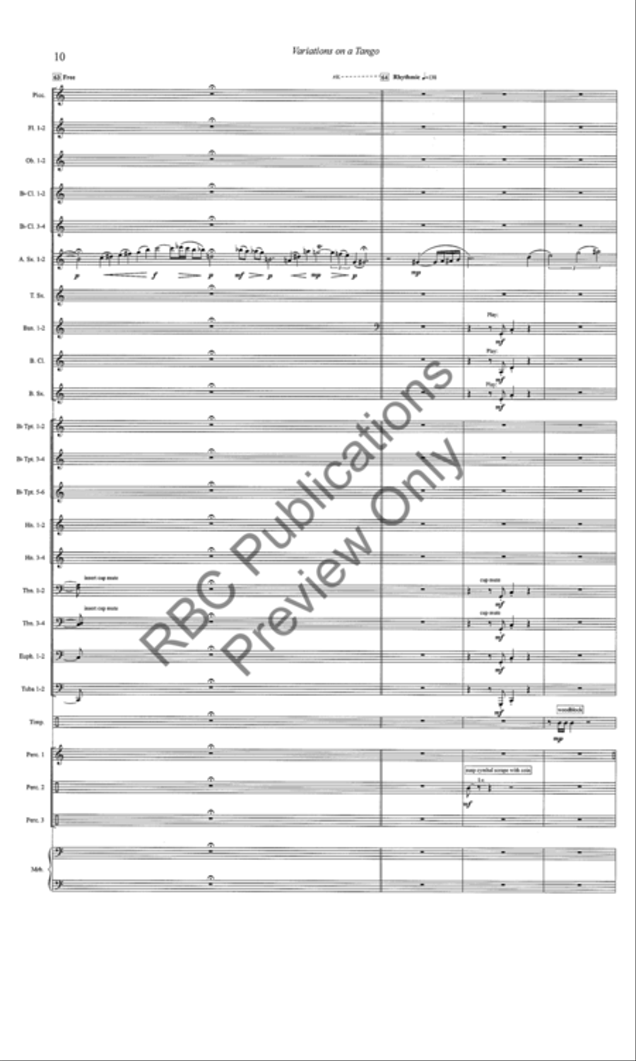 Variations On A Tango (Score) Concert Band scores gallery preview page 11