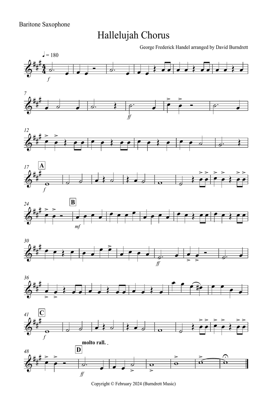 Hallelujah Chorus for Baritone Saxophone and Cello Duet Baritone Saxophone scores gallery preview page 3