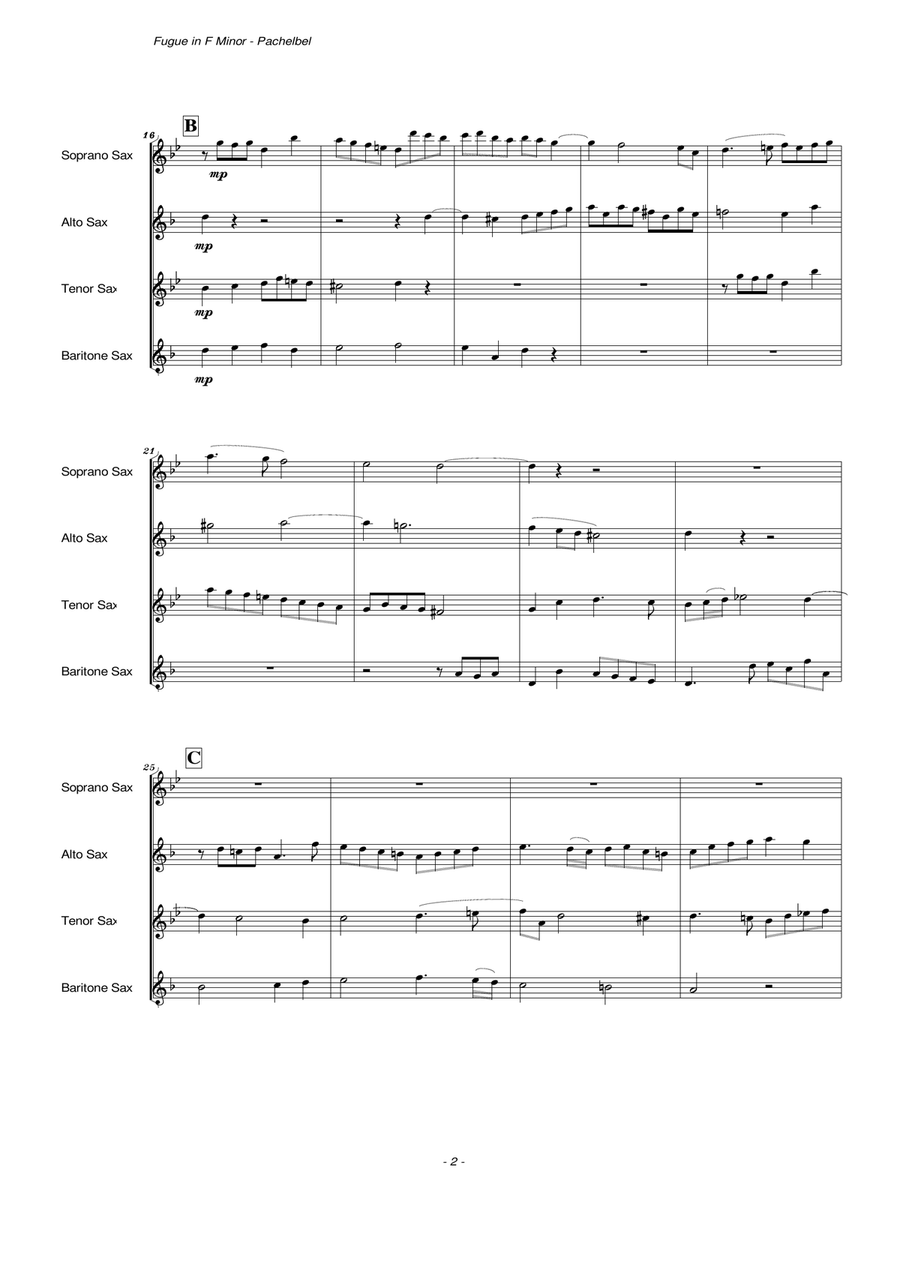 Fugue in F Minor (Saxophone Quartet) Saxophone Quartet scores gallery preview page 4