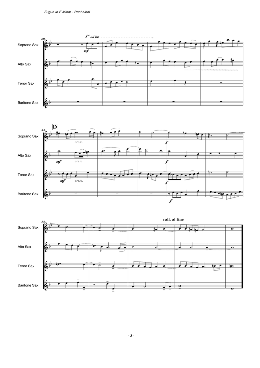 Fugue in F Minor (Saxophone Quartet) Saxophone Quartet scores gallery preview page 5