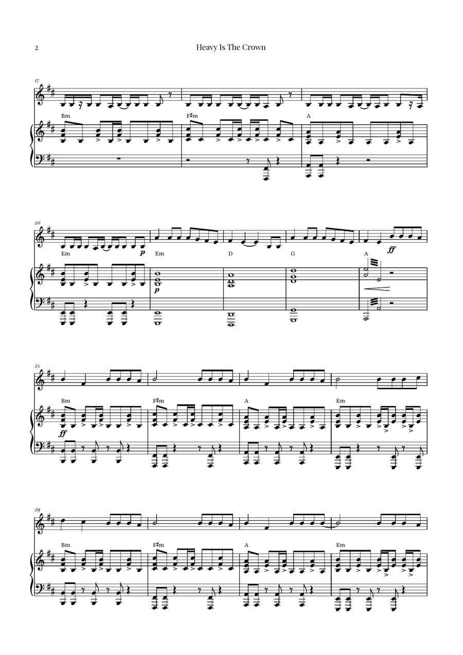 Heavy Is The Crown Violin Solo scores gallery preview page 2