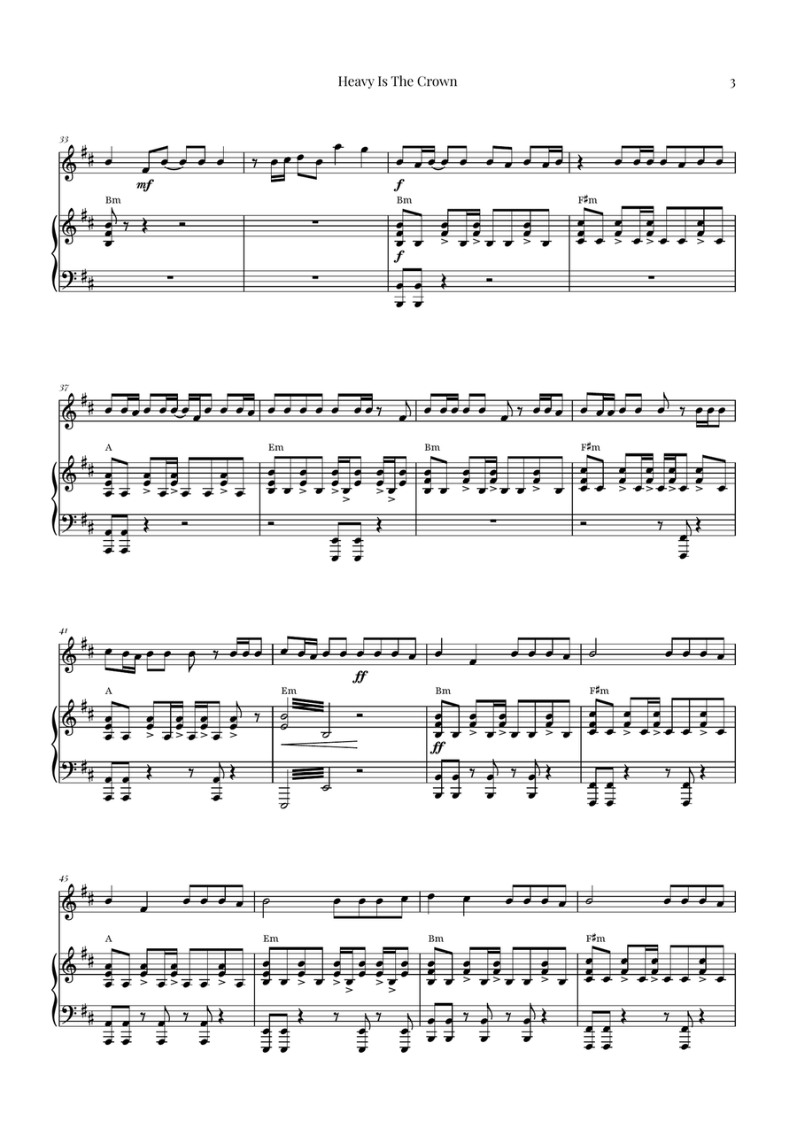 Heavy Is The Crown Violin Solo scores gallery preview page 3