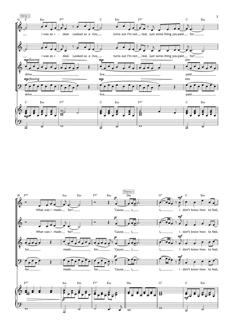 What Was I Made For? 4-Part scores gallery preview page 3