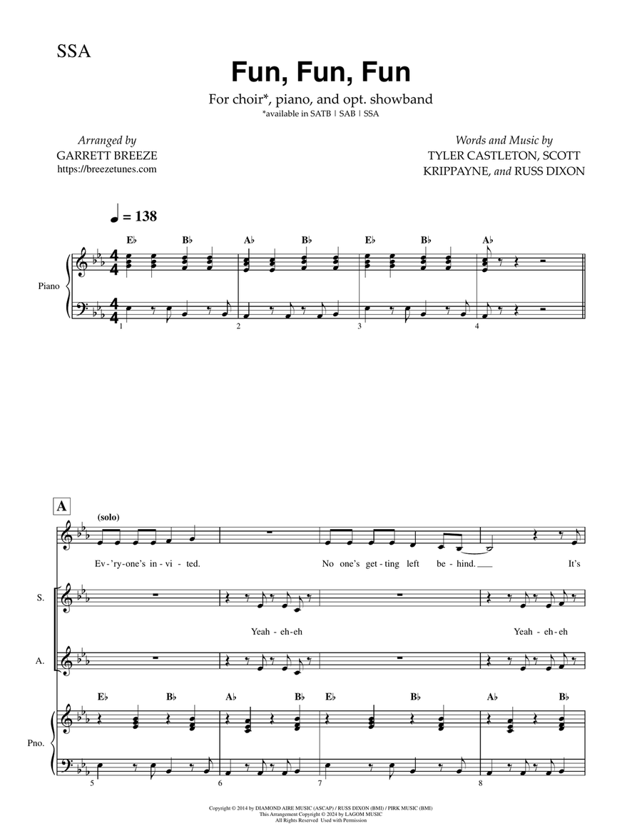 Fun Fun Fun (SSA) Fun Fun Fun (SSA) SSA scores gallery preview page 2
