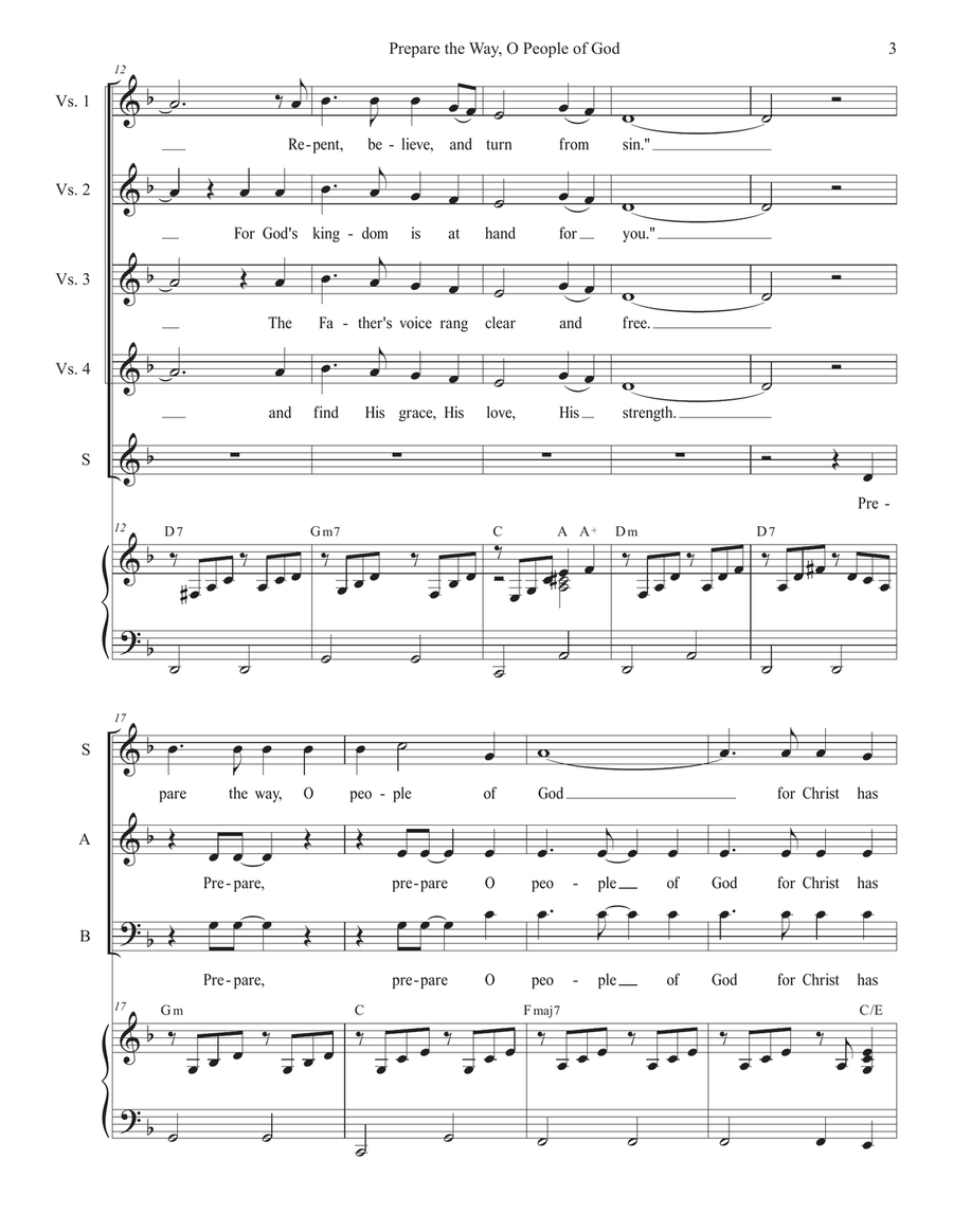 Prepare the Way, O People of God (SAB) 3-Part scores gallery preview page 3
