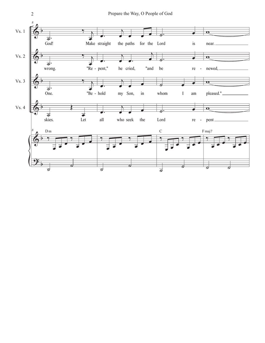 Prepare the Way, O People of God (2-part choir - (TB) TB scores gallery preview page 2