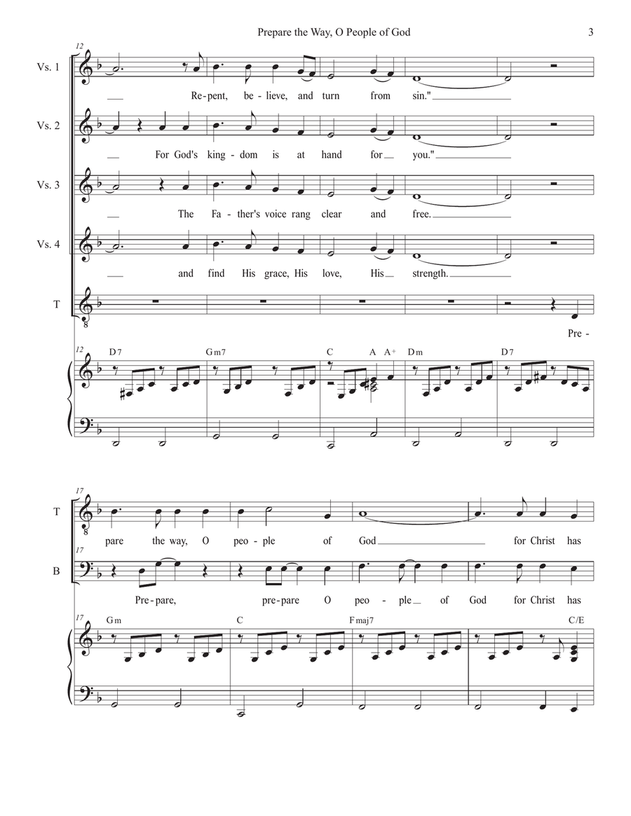 Prepare the Way, O People of God (2-part choir - (TB) TB scores gallery preview page 3