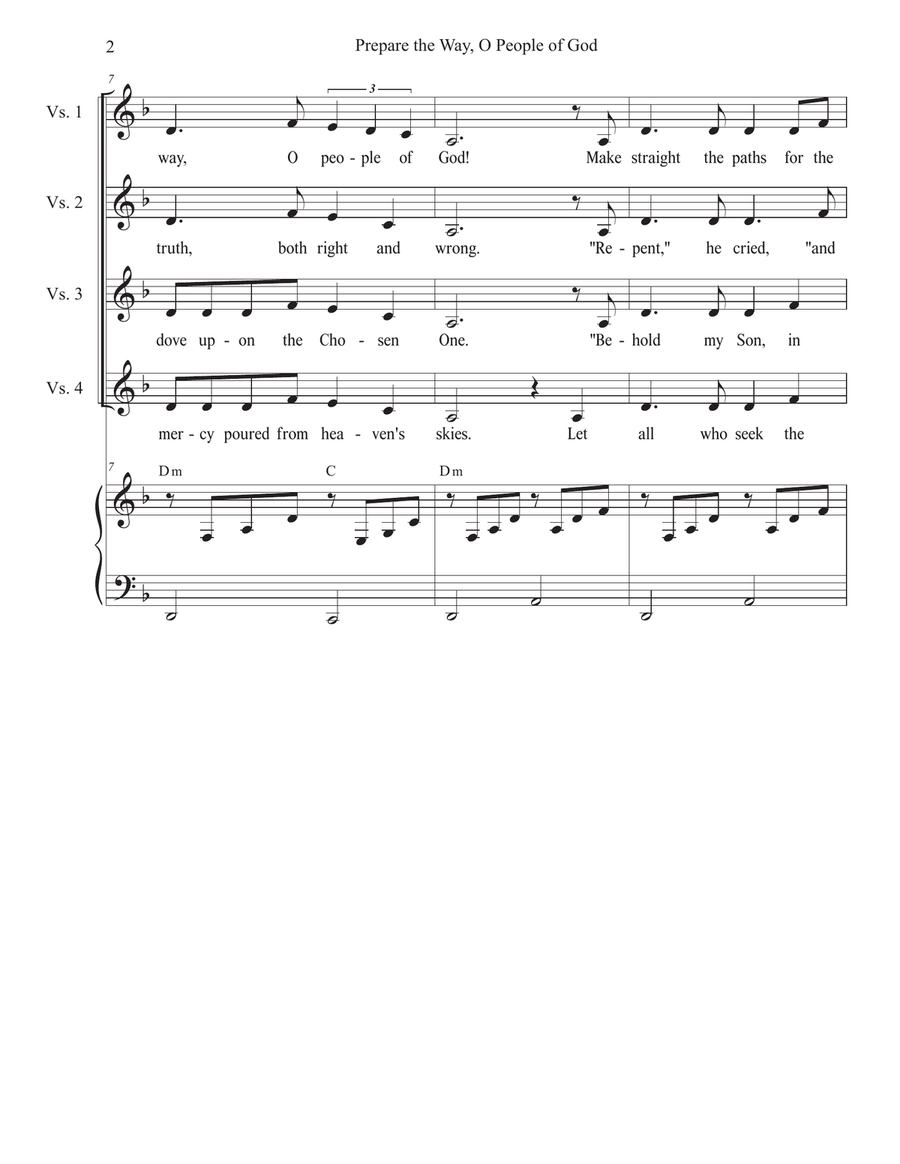 Prepare the Way, O People of God (Unison choir) Unison Choir scores gallery preview page 2