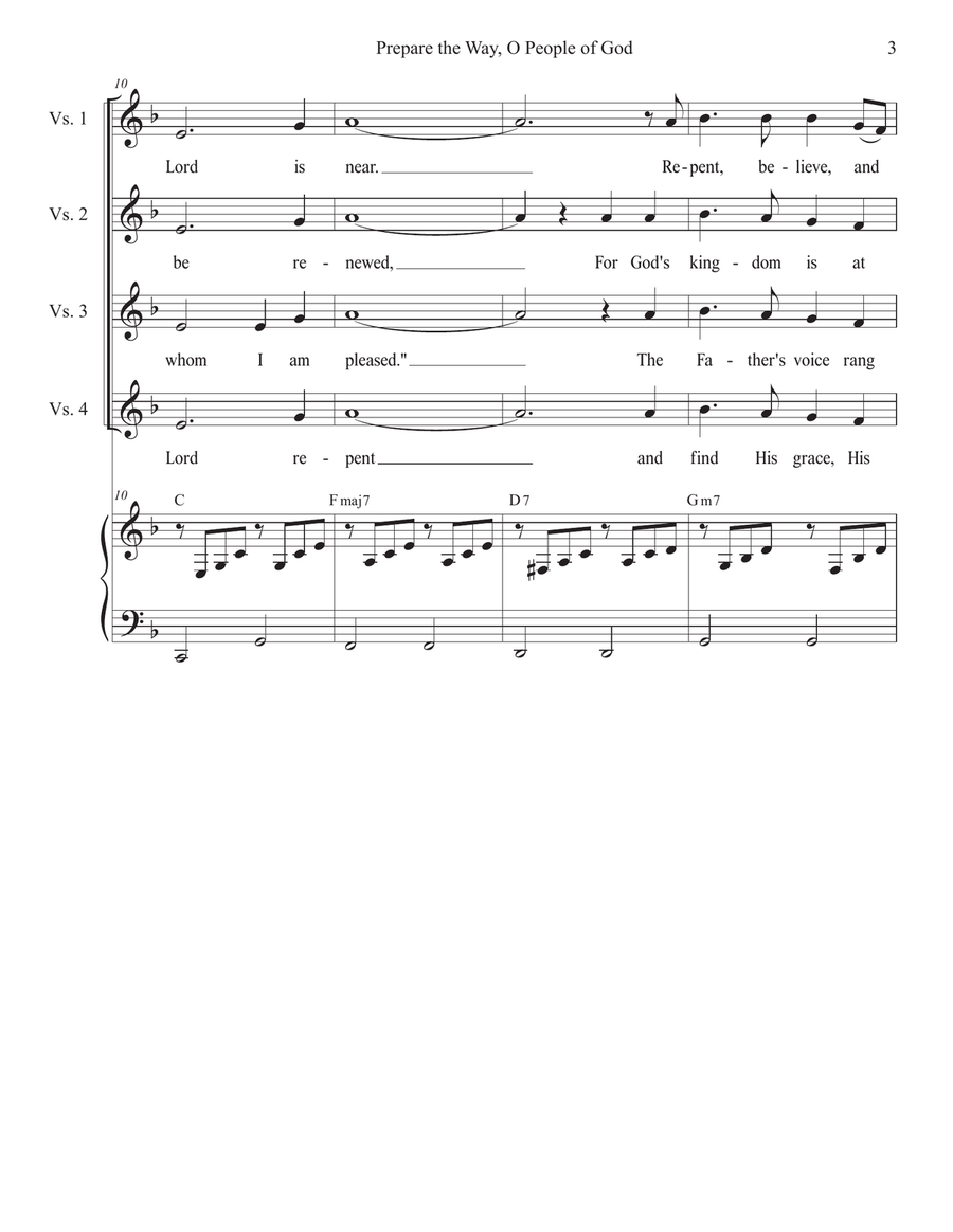 Prepare the Way, O People of God (Unison choir) Unison Choir scores gallery preview page 3
